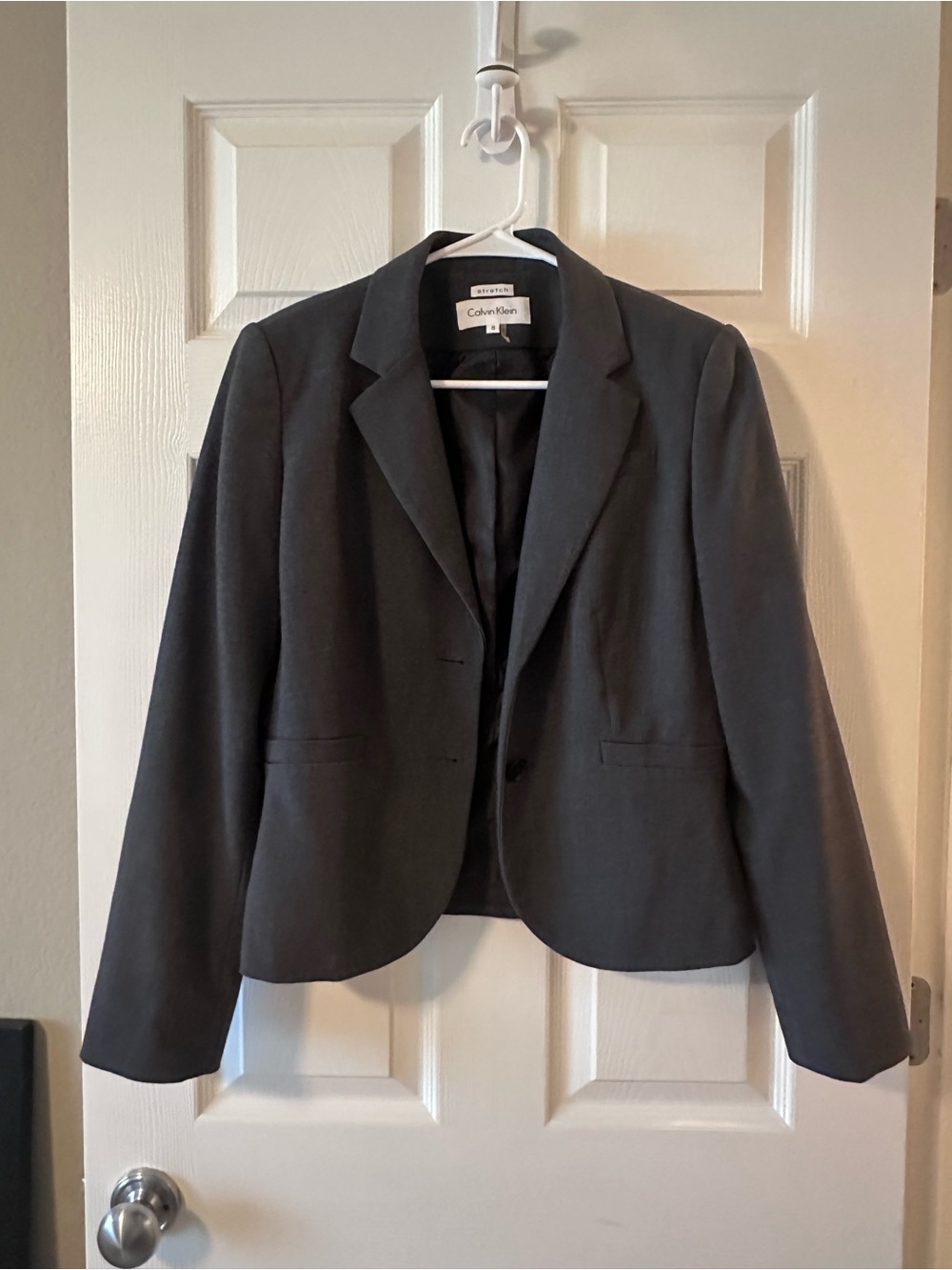 Calvin Klein Stretch Black Blazer Women’s Size 8 Tailored Career Jacket